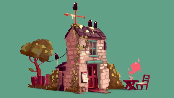Painterly Cottage 3D Model