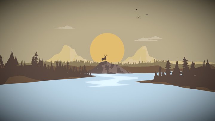 Minimalist Style Deer 3D Model
