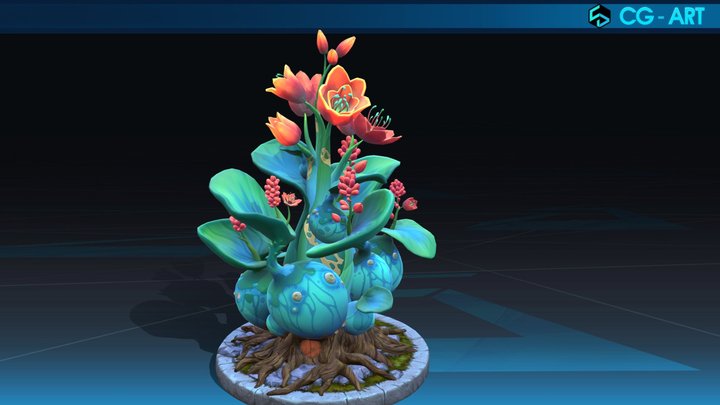 Hand paint Flower 3D Model