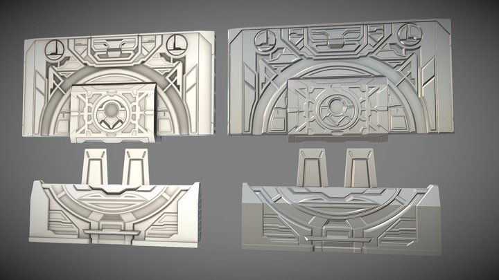 Sci-Fi Door Low and High 3D Model