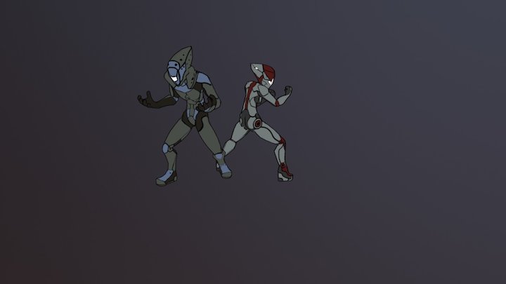 Male Female Power Suits Sketch Fab 3D Model