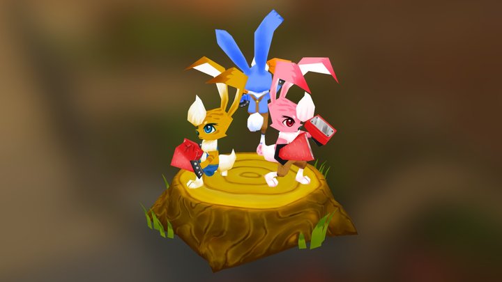 Boxer Bunnies 3D Model