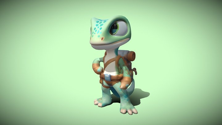 Lizard Baby Cute Cartoon 3D Model