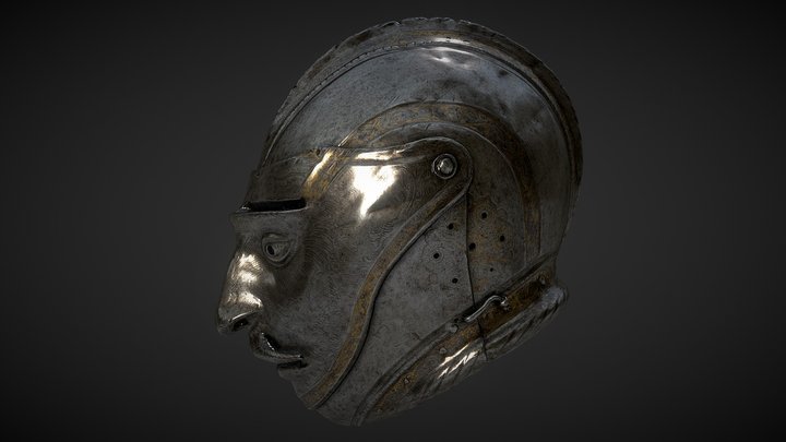 Helmet with Grotesque Visor 3D Model