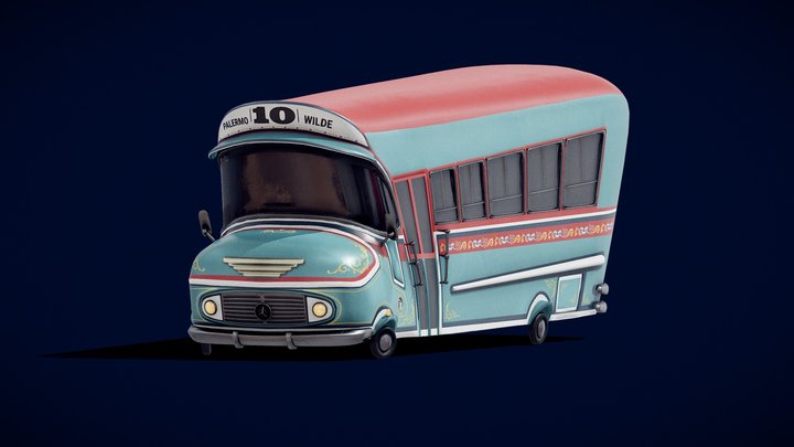 Colectivo 10 Toon (Argentine Bus) 3D Model