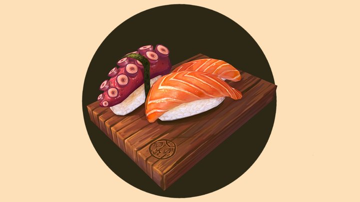 Handpainted Nigiri Sushi Combo 3D Model